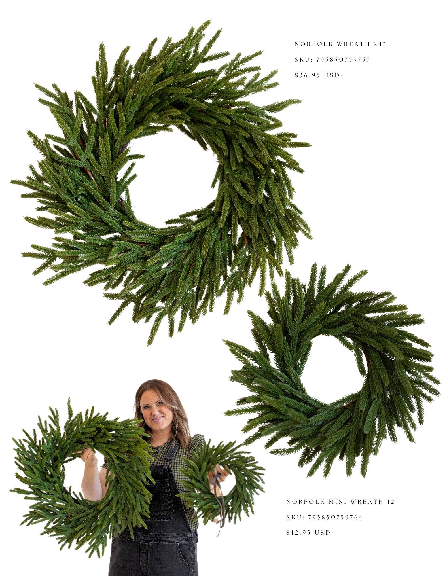 Luxe B Co - Wholesale Wreath - Norfolk Pine Real Touch Wreath Mini7