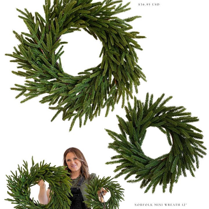 Luxe B Co - Wholesale Wreath - Norfolk Pine Real Touch Faux Christmas Wreath 24" Luxe B Co.7