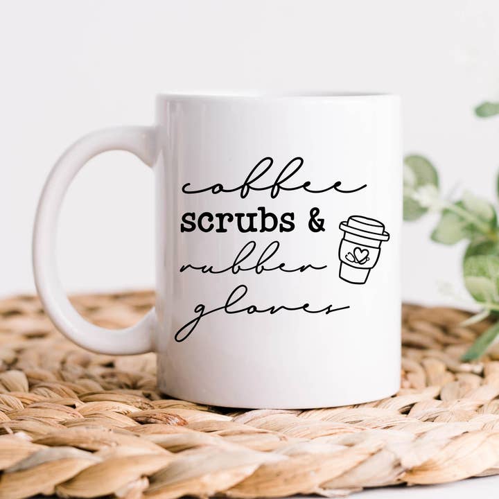 Luvas de borracha de esfregões de café, caneca de café de enfermagem, enfermeira por atacado de Hm Mugs