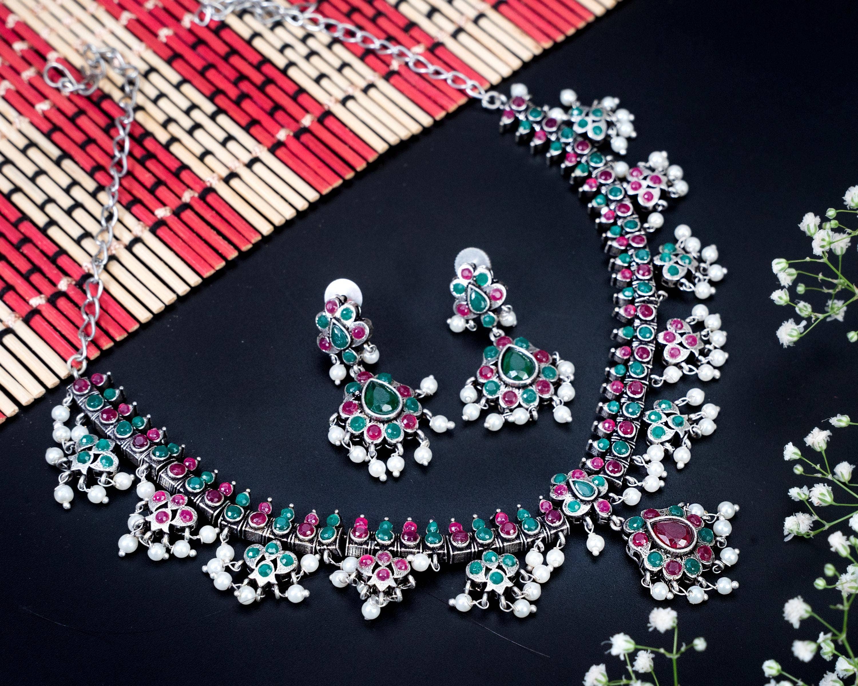 Vastrabhushan – wholesale Jewellery set – Handmade Indian Ethnic Gutta Pusalu Necklace Set2