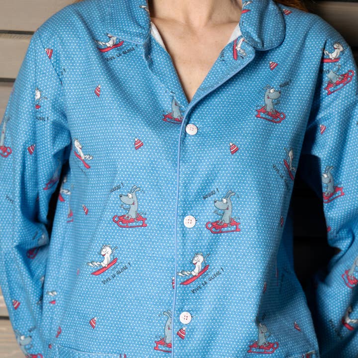 Bleu ciel Ensemble Pyjama Flanelle Hiver Femme La Glisse en vente sur Faire