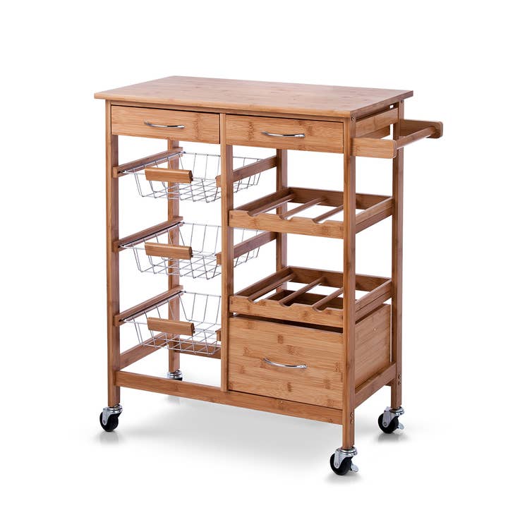 nature Kitchen trolley, bamboo/metal for wholesale on Faire