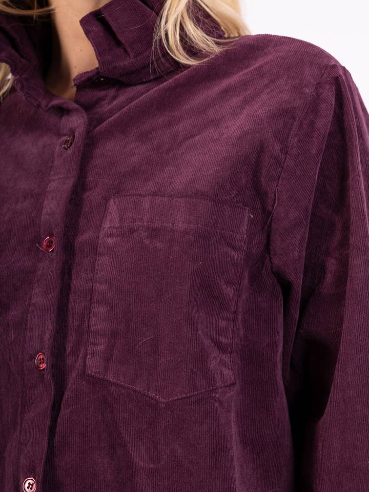 Pépouz' Paris - Wholesale Button Down Shirt - Women's - Corduroy shirt with ruffled collar PC25524