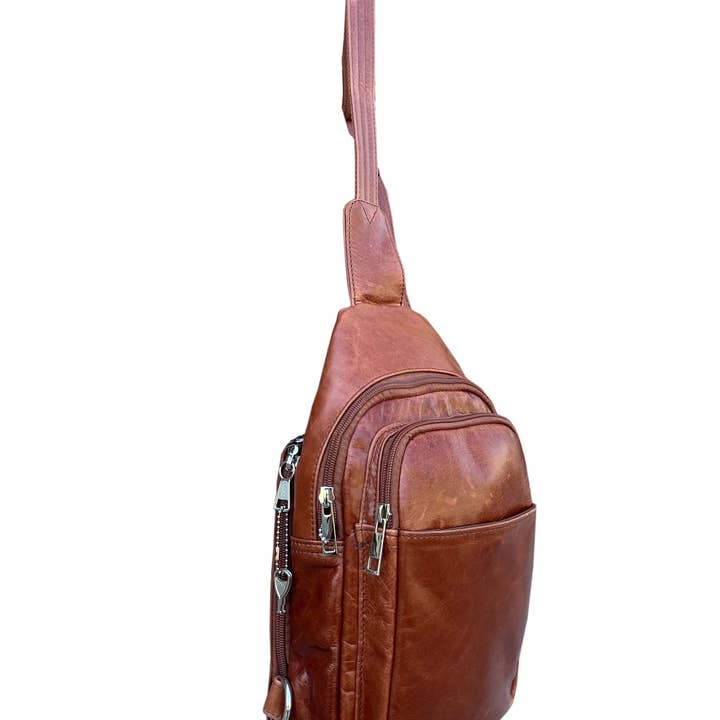 Roma Leathers, Inc. - Vente Sac à bandoulière – unisexe - Sac bandoulière en cuir de vachette huilé.1
