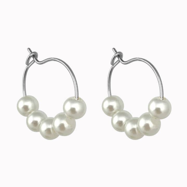 Pearl Hoops Silver för wholesale av Don' aparte