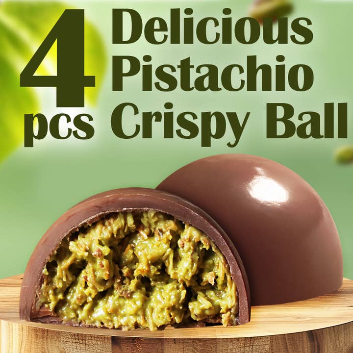 Ceres Gourmet - Wholesale Chocolate Box - Dubai Pistachio Kunafa Chocolate Balls 5.6 Oz - Gourmet Chocolate with Knafeh Filling-Pistachio & Kadayif, 4-Piece Gift Box - Luxury Chocolate Gift, Exotic Delight with a Crunchy Pistachio Twist