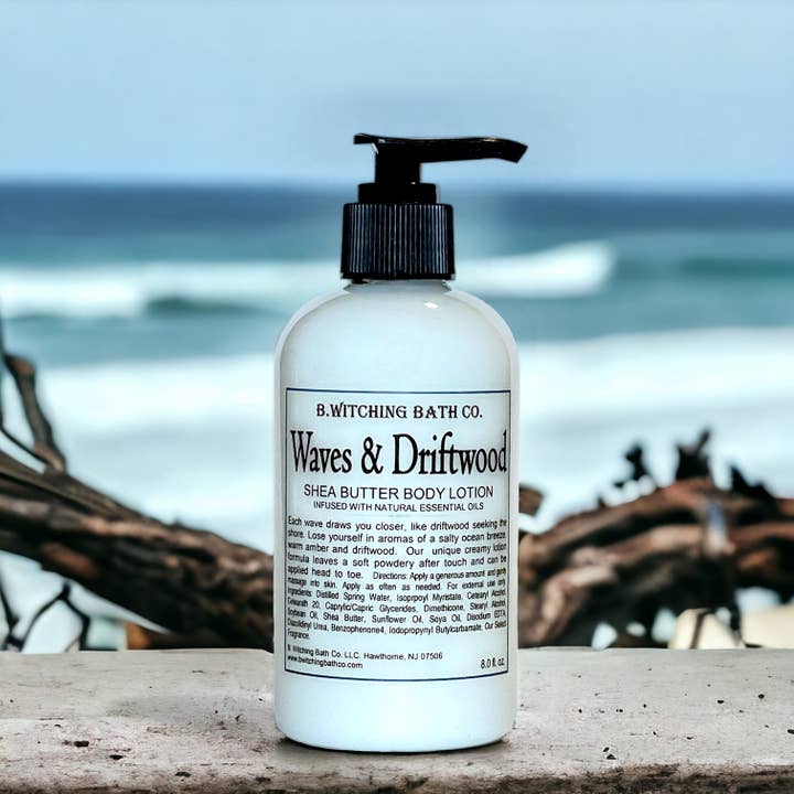Waves & Driftwood Sheabutter Body Lotion 8oz. for wholesale by B. Witching Bath Co.