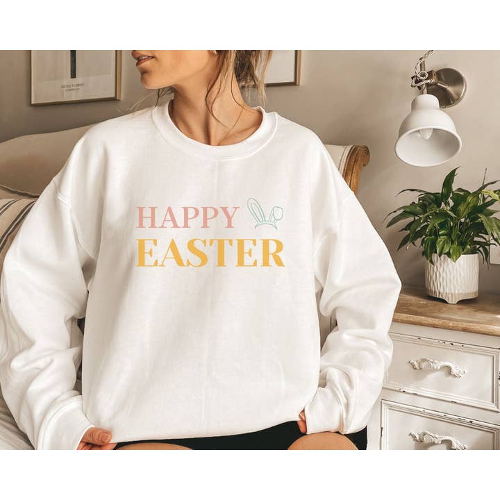 Felpa Easter Vibes con grafica «Happy Easter» per la vendita all'ingrosso da parte di ella-artwork