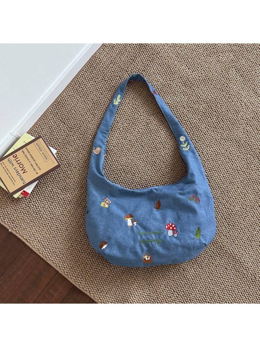 Funkyrel® Atzbranding Limited - Wholesale Shoulder Bag - Women's - Cosbai – Embroidered Denim Shoulder Tote Bag2