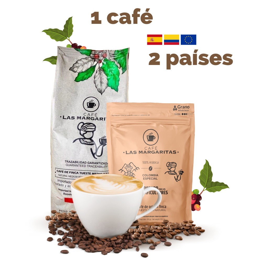 Café Las Margaritas - Vendita all'ingrosso Caffè in grani - Caffè colombiano di origine Finca, grani Arabica 1 kg, punteggio +835