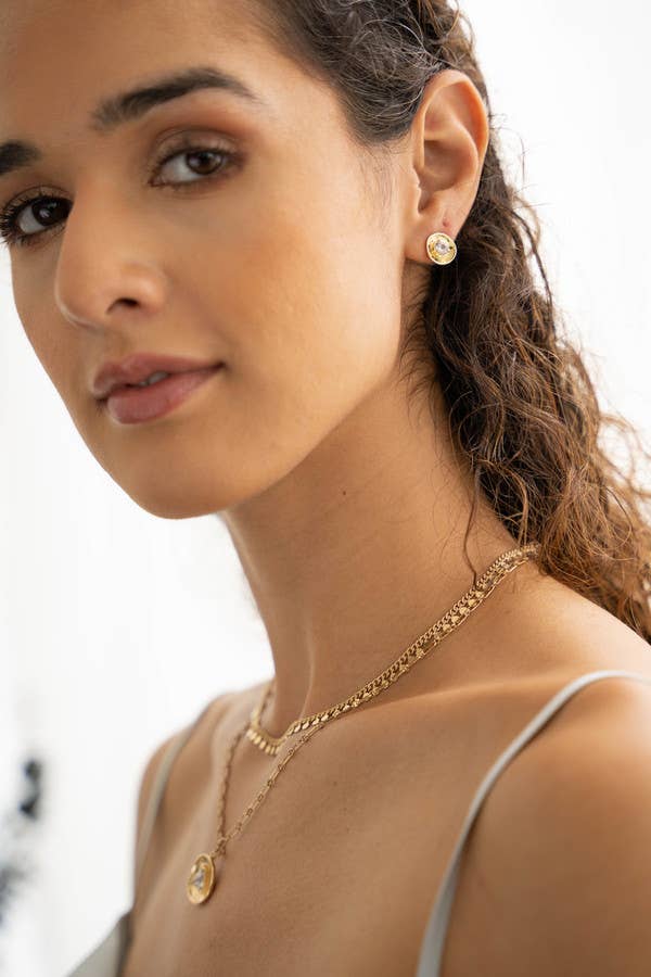 SAACHI – wholesale Jewellery set – Gold Disc Small Stud Earring Set2