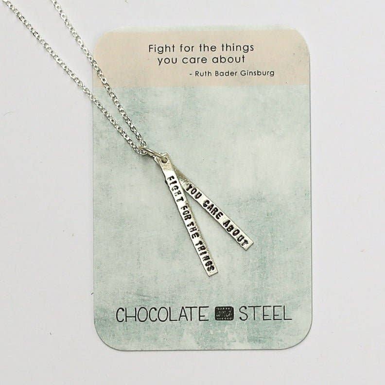 Chocolate and Steel – wholesale Pendant/charm necklace – Fight for the things you care about -Ruth Bader Ginsburg quote necklace12