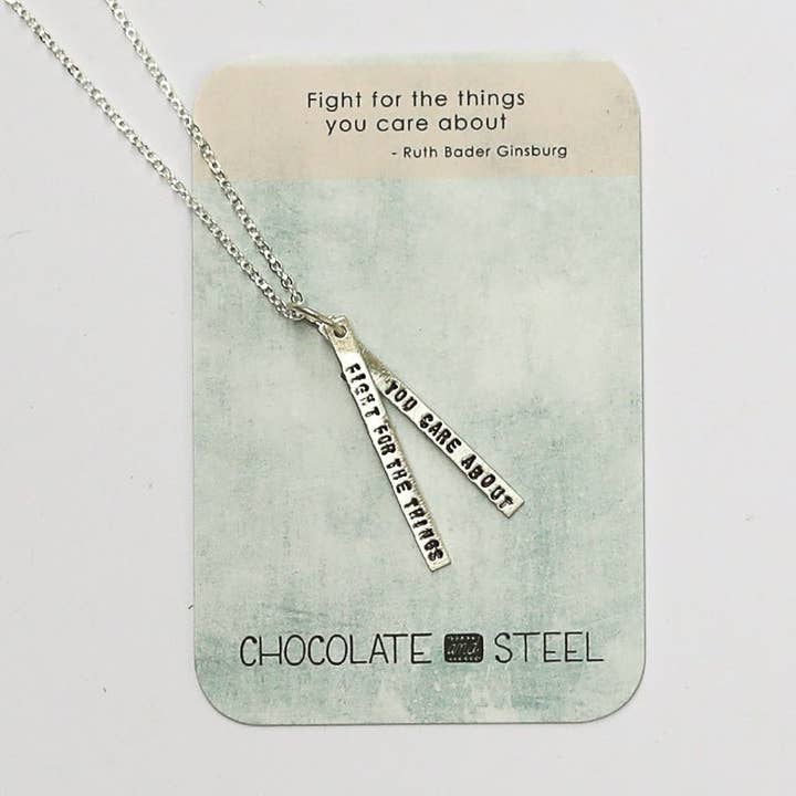 Chocolate and Steel – wholesale Pendant/charm necklace – Fight for the things you care about -Ruth Bader Ginsburg quote necklace12