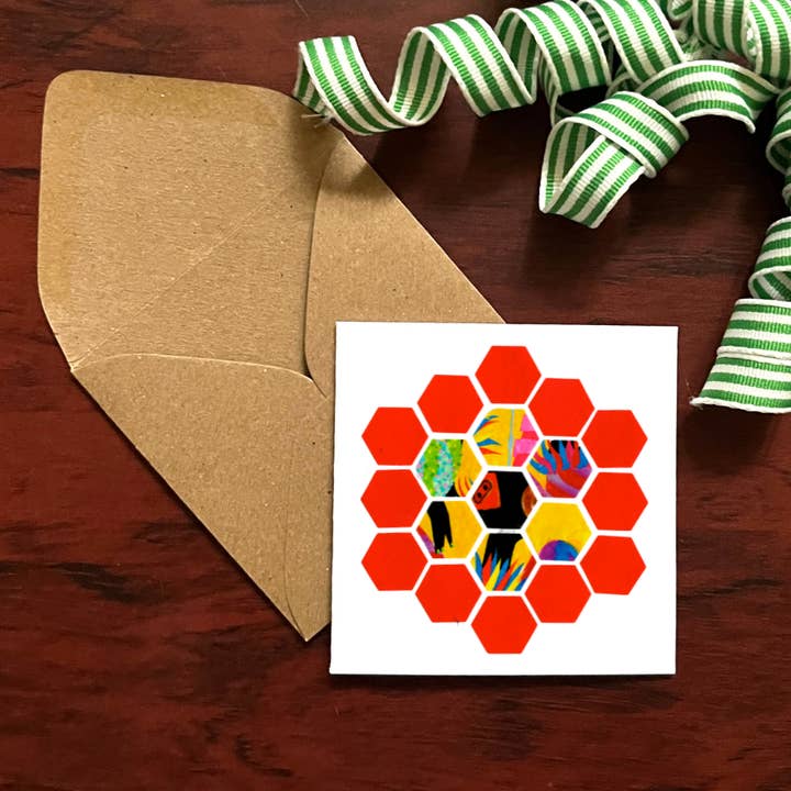 Mini-carte Quilt Block (Grandmother's Flower Garden) pour la vente par Cozy Arts