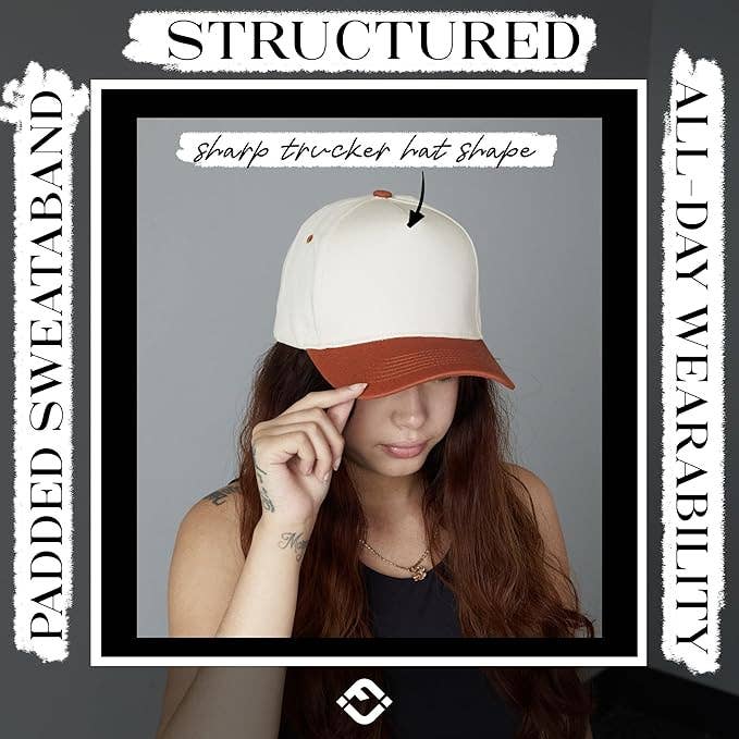 Funky Junque - Wholesale Baseball Cap - Unisex - Two Tone Vintage Snapback Hat - Rust/Beige5