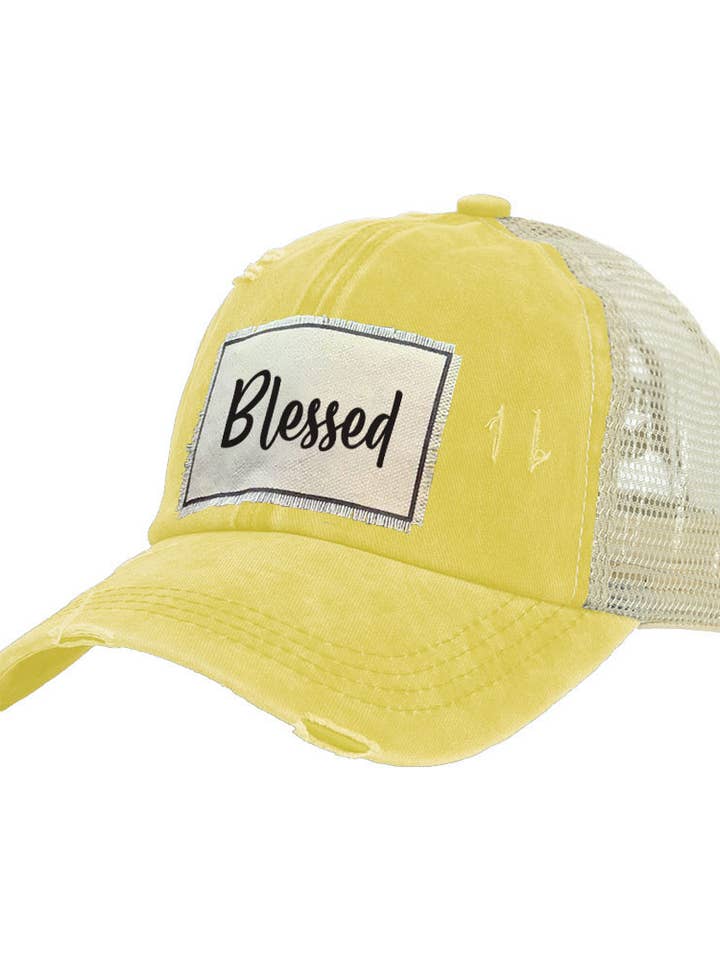 Blessed - Vintage Distressed Trucker Adult Hat for wholesale by BRIEF INSANITY