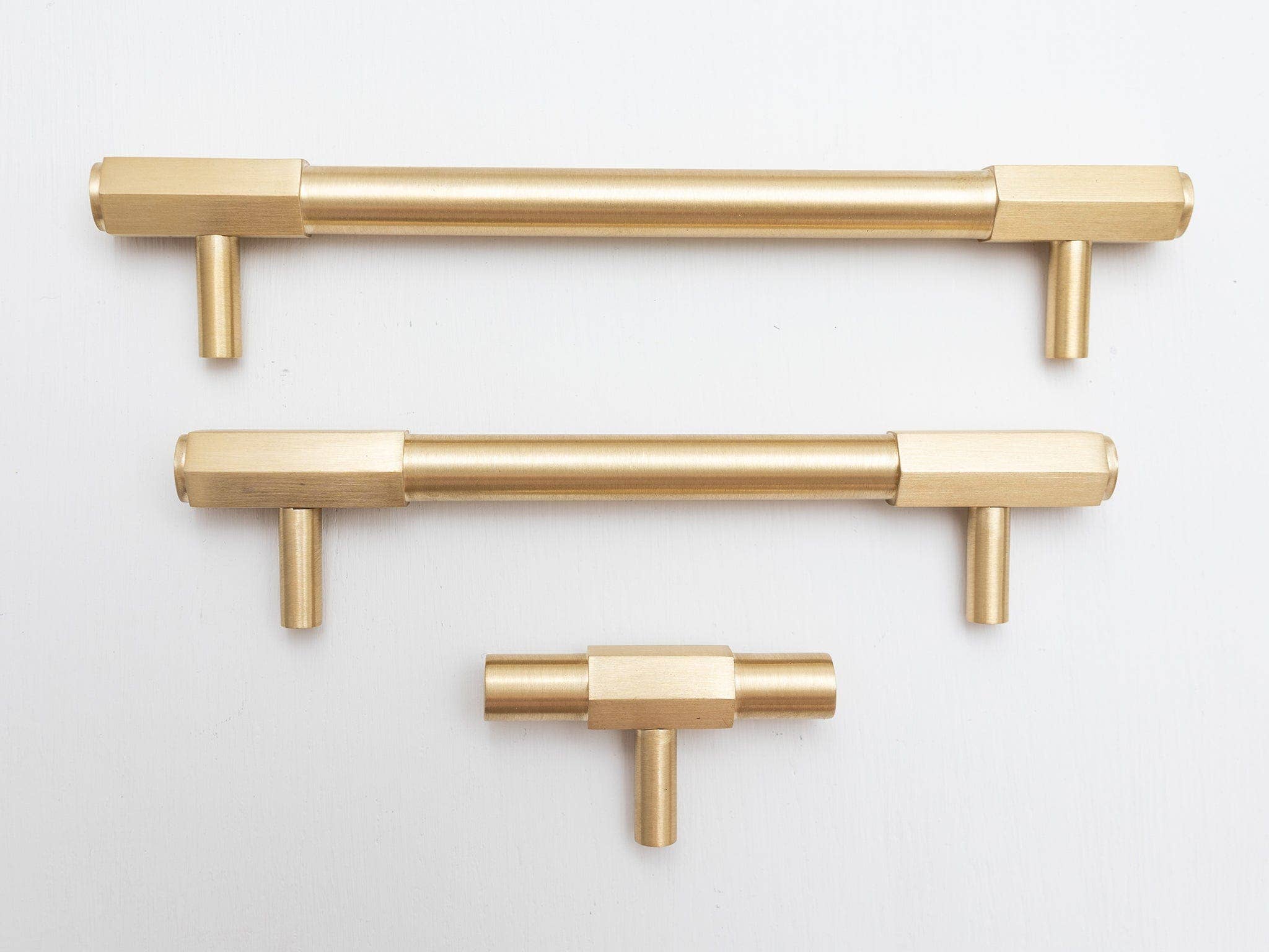 Brass bee - Vendita all'ingrosso Manopola/pomello - Maniglie da cucina in ottone massiccio con estremità esagonali - Ottone satinato7