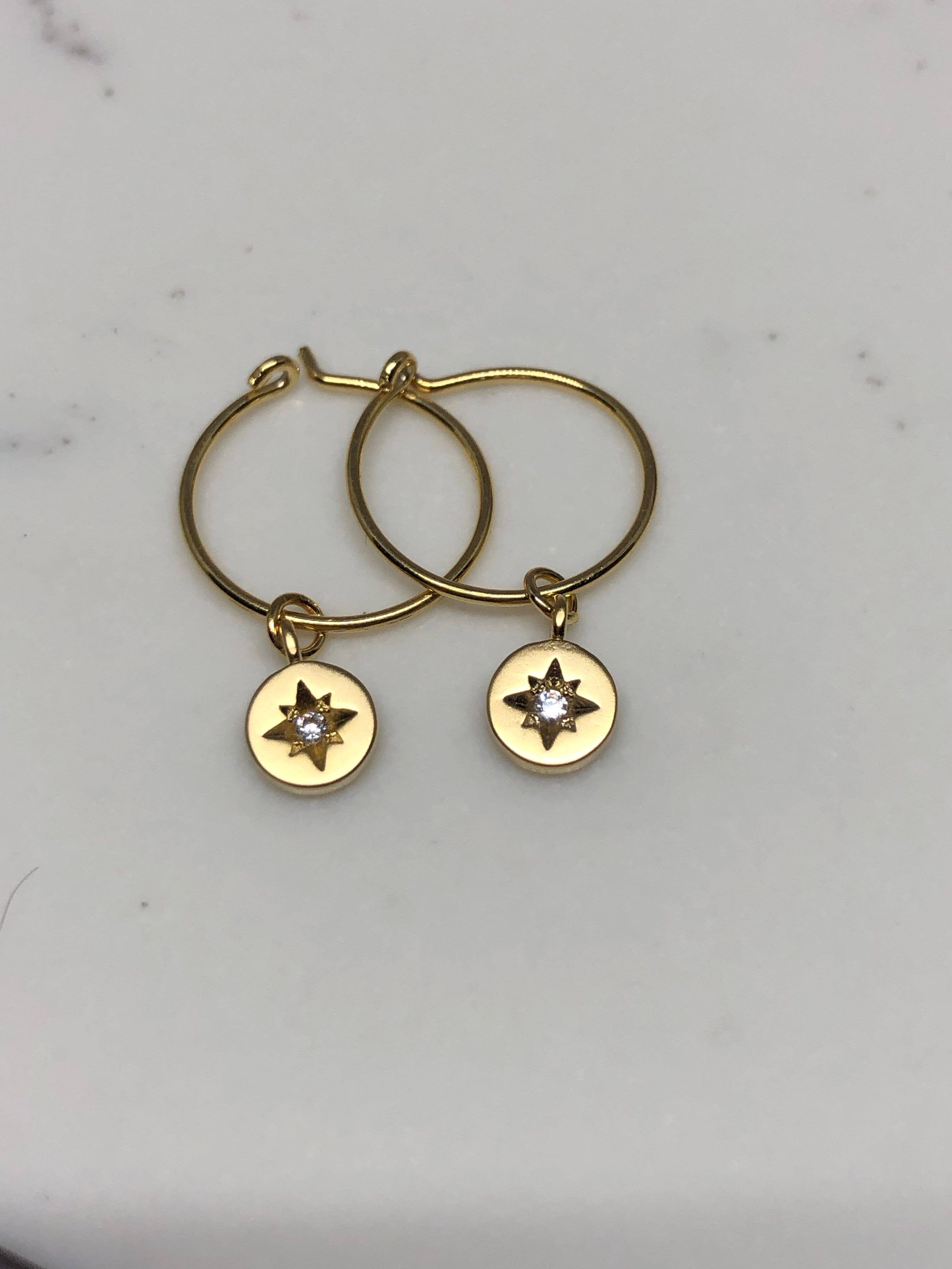 BMR - Wholesale Dangle Earrings - Small Gold Hoop With Assorted Tiny Charms8