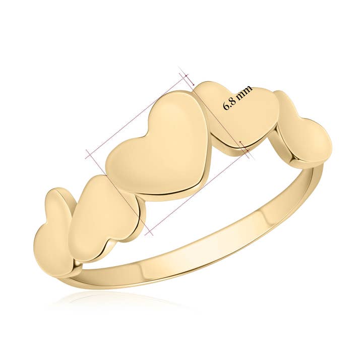 Unicornj 14k Yellow Gold Combined Dancing Hearts Ring for wholesale by Massete