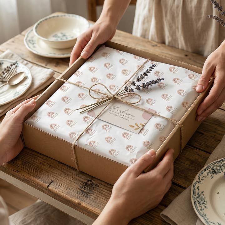 Custom Logo Tissue Paper for Small Business–20 Sheets for wholesale by Wrapaholic Gifts & Packing Company