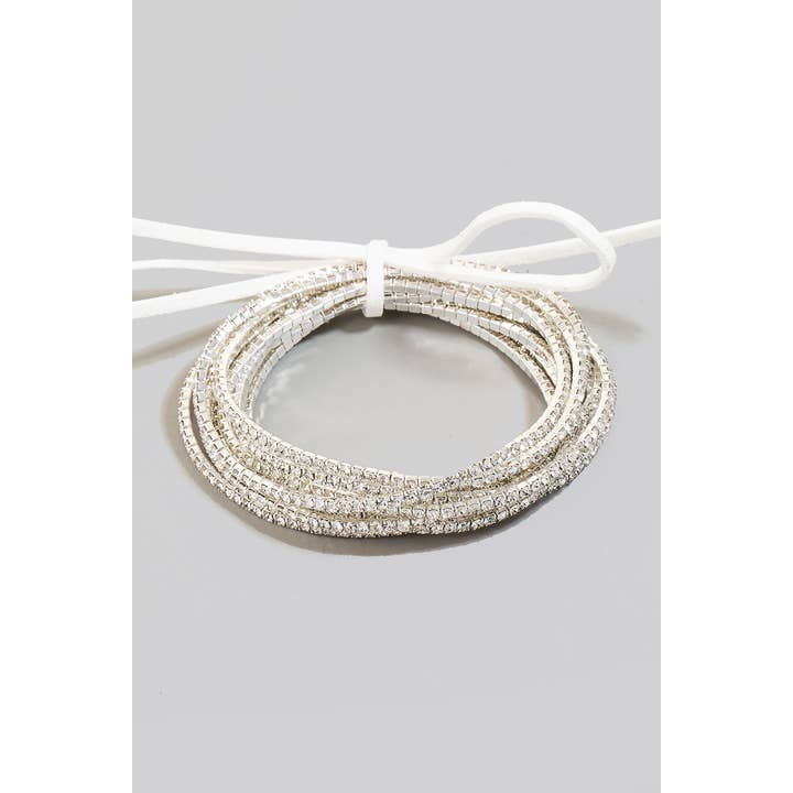 Rhinestone Pave Elastic Bracelet Set for wholesale by The Looks by Fame Accessories