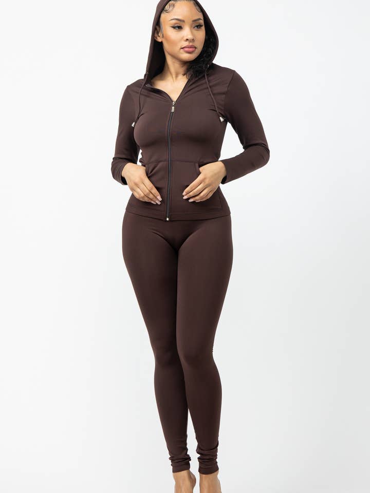 Julia by LoveJ - Wholesale Top & pants set (NOT Loungewear) – Women's - Seamless Zip Up Hoodie Jacket And Leggings Set12