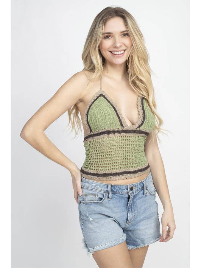 Lakhays Collection Inc. - Wholesale Knit Top - Women's - Tri Color Crochet Halter Top4