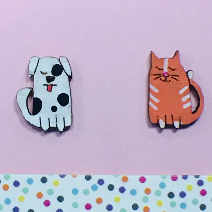 Milk Thieves - Wholesale Stud/post earrings - Studs: Cat and Dog1