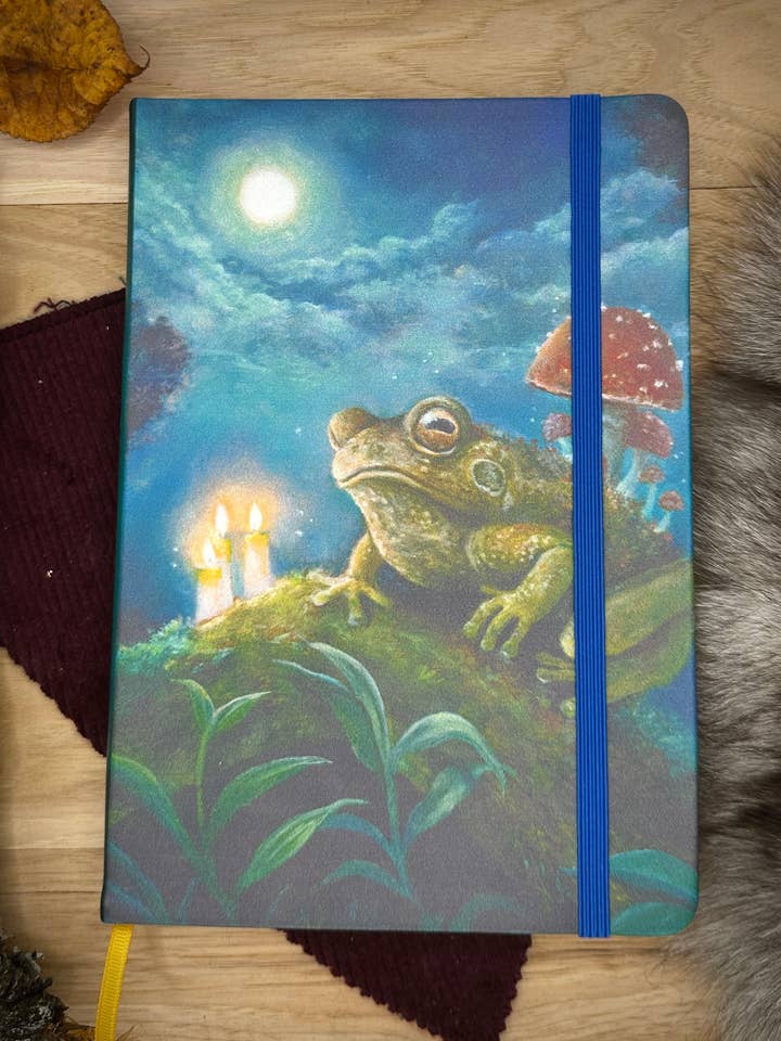 Midnight Frog - Hardback Dotted Notebook for wholesale by Katelyn Gagnon Art