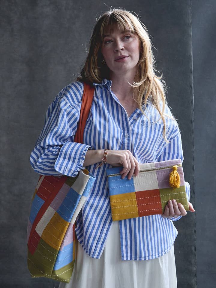 Kariertes Täschchen - Wolke für den Großhandel von Anchal