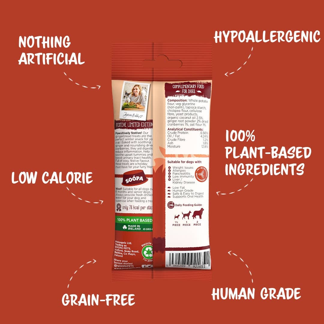 Soopa UK – wholesale Pet treats – Dog – Gingerbread Biscuit Dog Dental Sticks1
