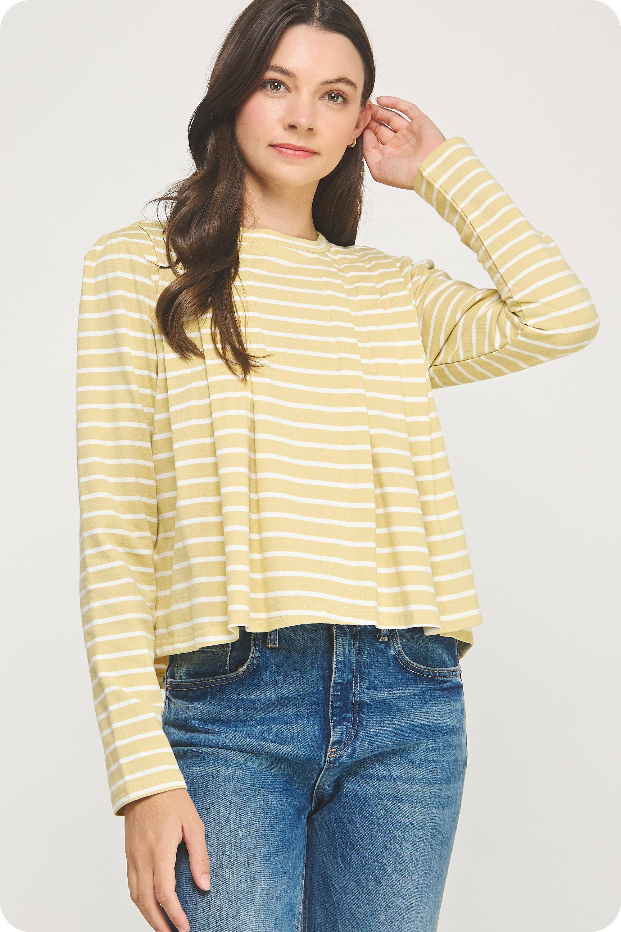 Strut & Bolt - Wholesale Blouse - Women's - Striped Shoulder Pad Knit Tee Top8