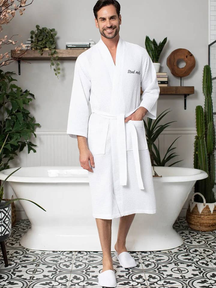 Lotus Linen - Vente Peignoir – homme - Peignoir de bain en nid d'abeille pour homme - Absorbant, léger3