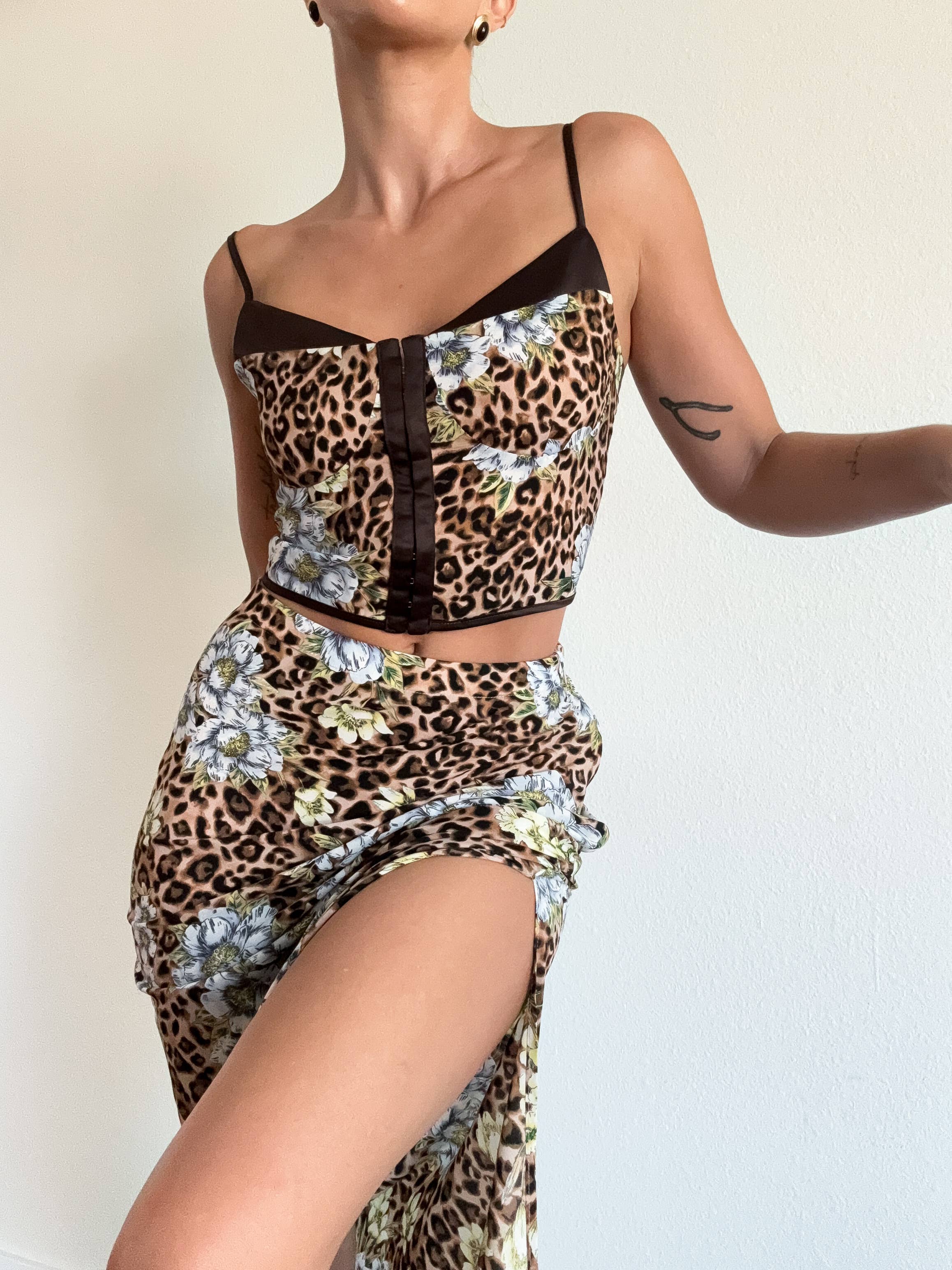 ACOA COLLECTION - Wholesale Top & Skirt Set - Women's - LEOPARD CORSET TOP AND MAXI SKIRT SET8