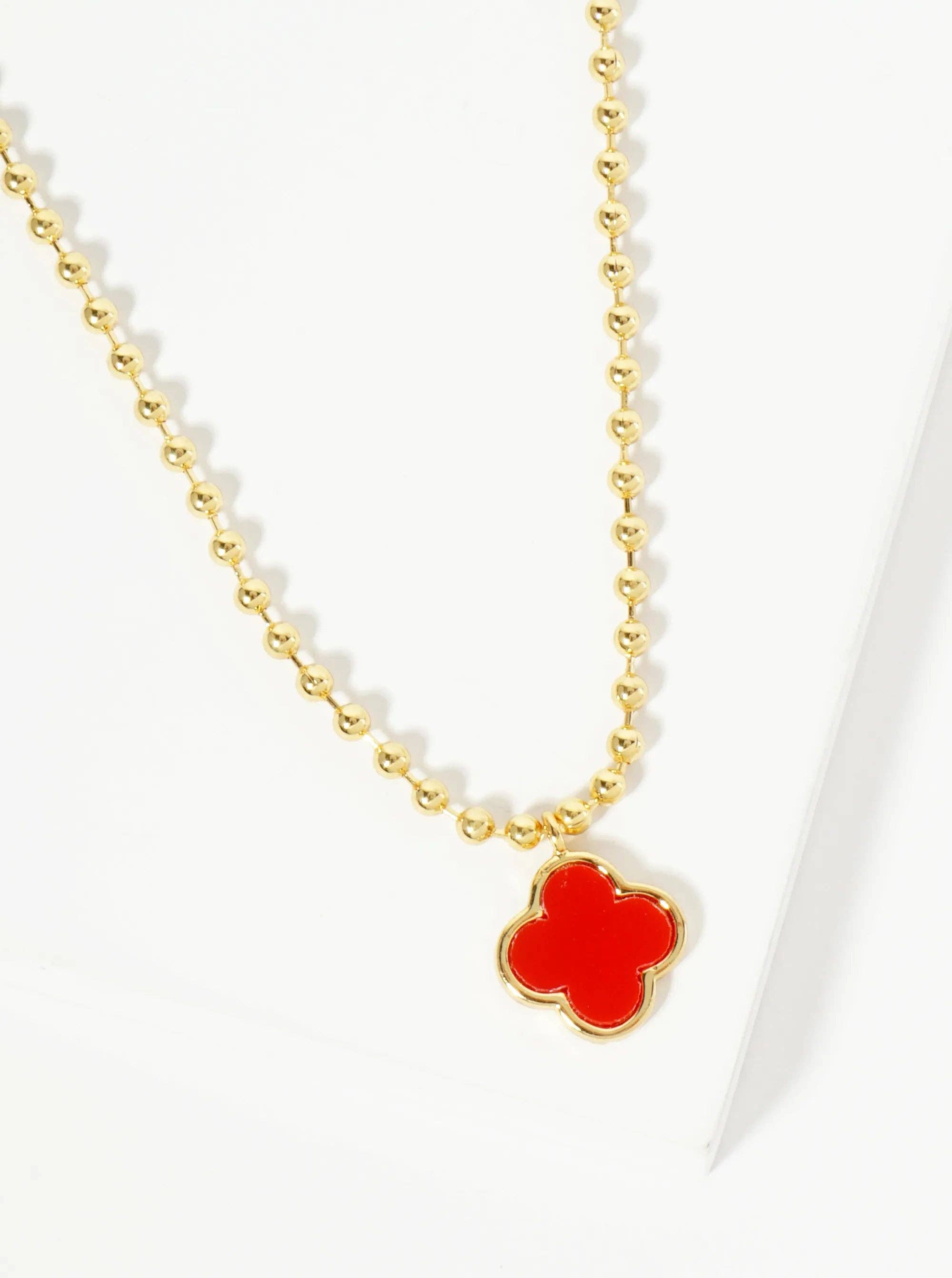 Wild Honey - Wholesale Pendant/Charm Necklace - 18K Gold Dipped 12Mm Quatrefoil Pendant Ball Chain Necklace3