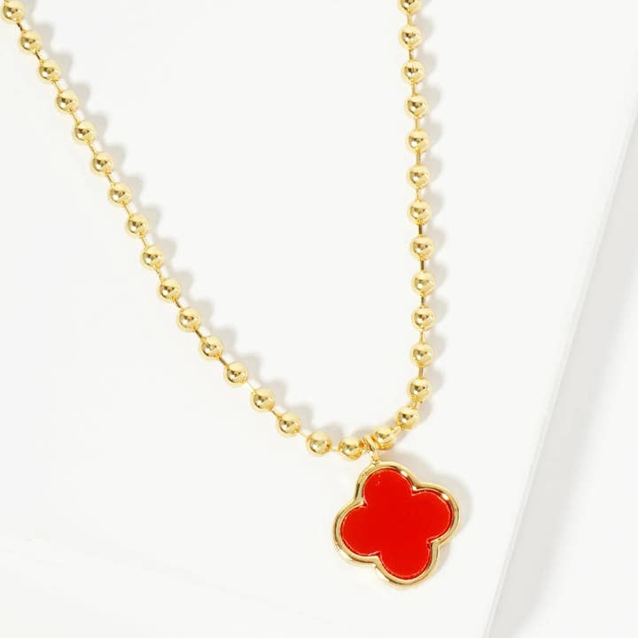 Wild Honey - Wholesale Pendant/Charm Necklace - 18K Gold Dipped 12Mm Quatrefoil Pendant Ball Chain Necklace3