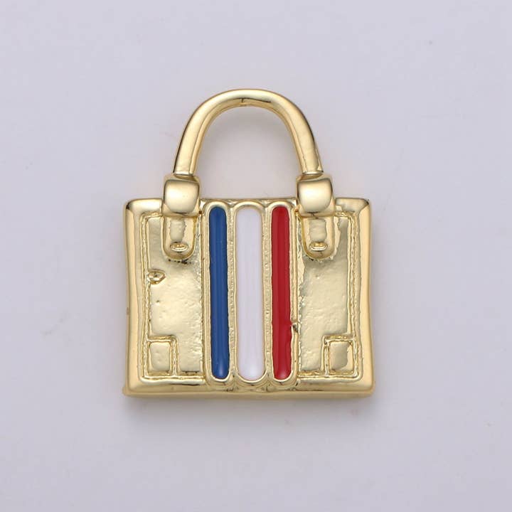 Aim Eternal - Wholesale Individual Charm/Pendant - 14K Gold Filled France, Italy Flag Suitcase Luggage Travel Charm | D-829