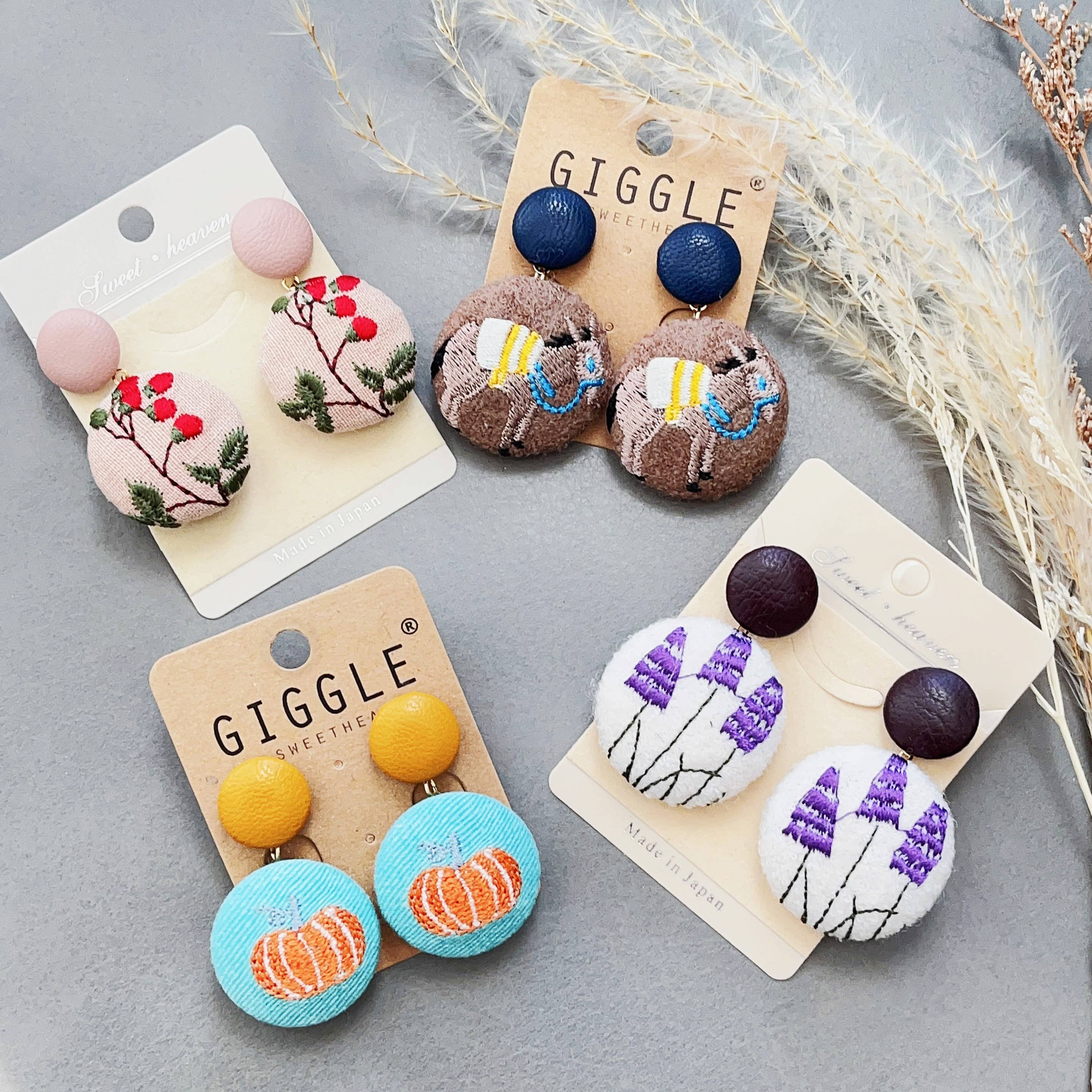 Giggle with Love - Wholesale Dangle Earrings - Floral Embroidery Earring| Handmade Dangle Flower Earrings| Embroidery Gift|Flower Gift for Mom|Gift for Bridesmaids|Flower Thank You Gifts7