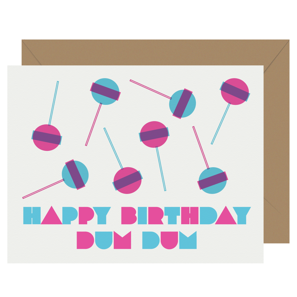 Letterpress Jess - Wholesale Birthday Card - Letterpress Happy Birthday Dum Dum Birthday Card0