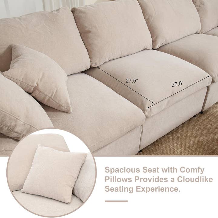 Beige Oversized U Shaped Modular Sectional Sofa with Ottoman for wholesale on Faire2