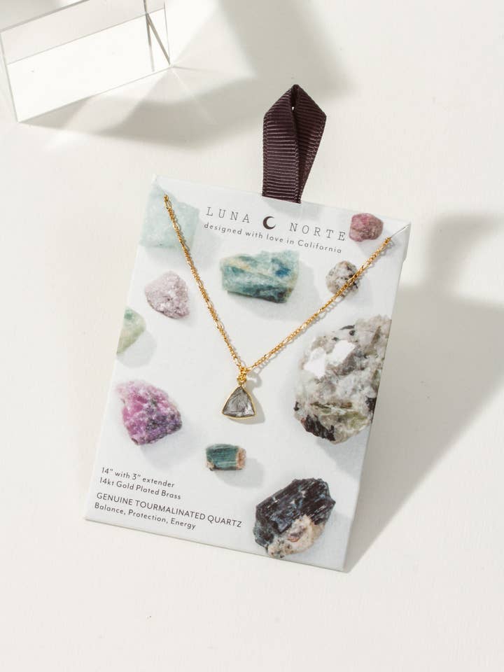 Bermuda Triangle Dainty Collar Necklace-Tourmalinated Quartz for wholesale by Luna Norte