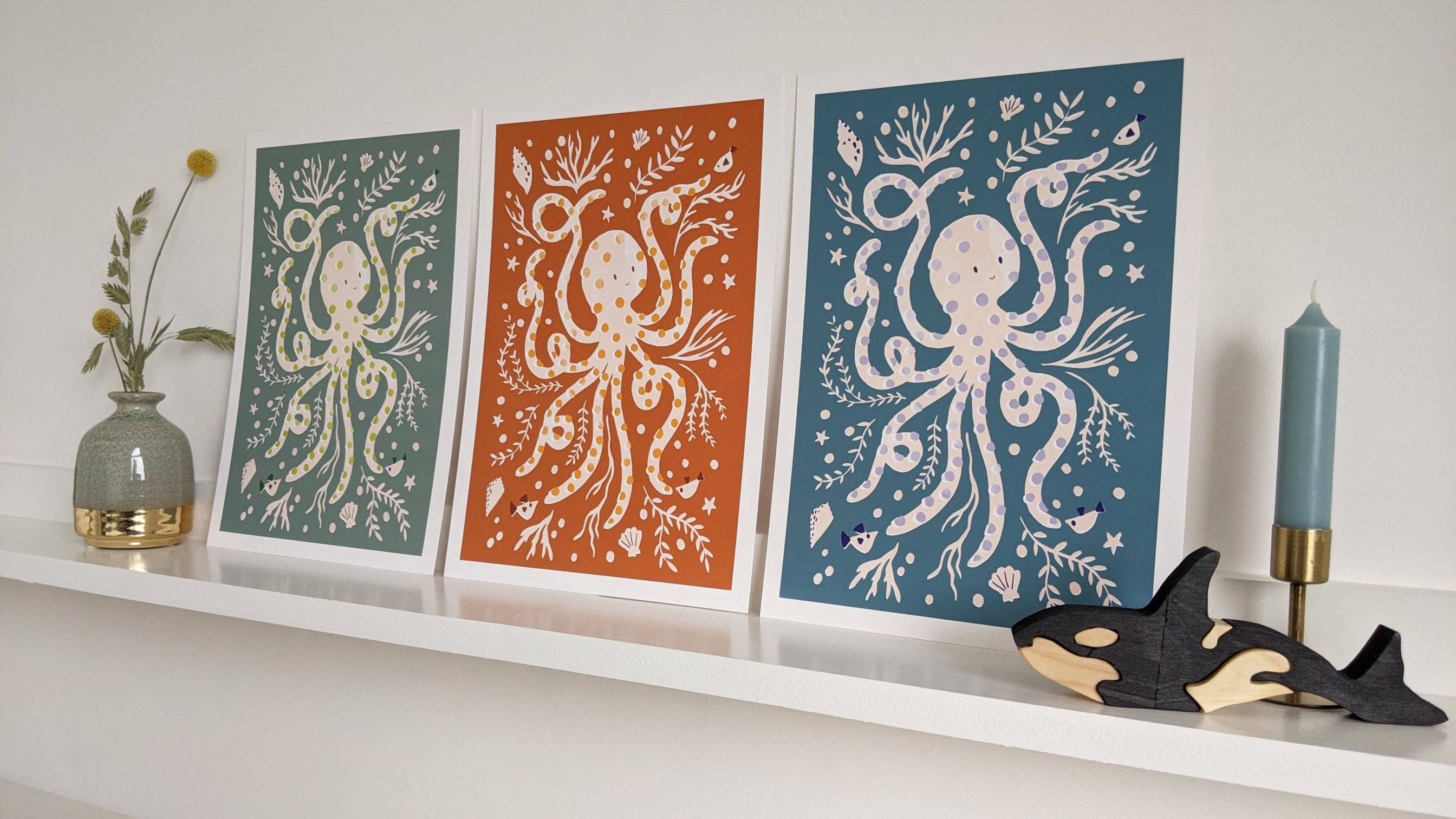 Slow Sunday - Wholesale Art Print - ‘Occy Octopus’ Friendly Sea Creature Fine Art Print For Children4