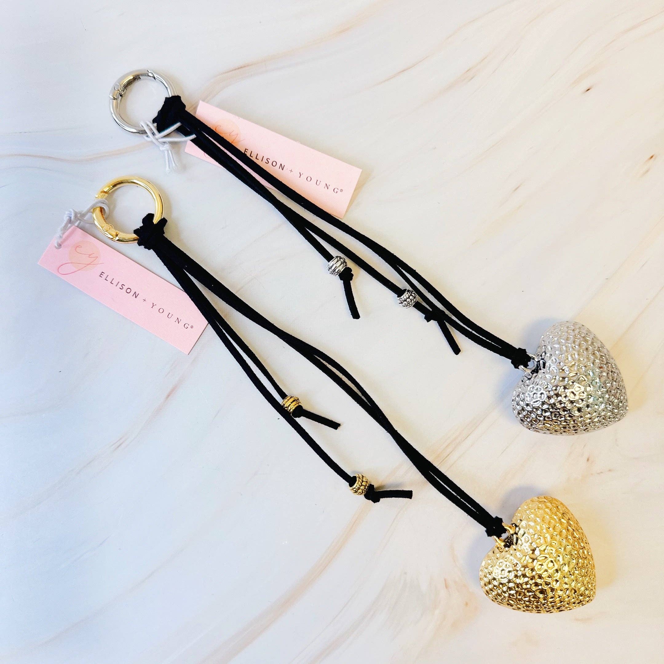 Ellison+Young - Wholesale Keychain Bracelet - Puffy Big Heart Bag Charm3