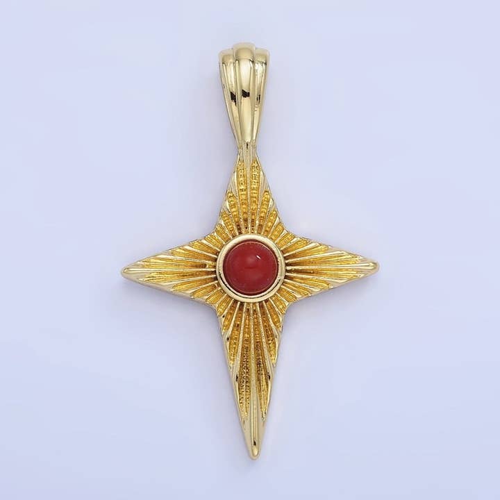 14K Gold Filled Carnelian Celestial Sunburst Star Pendant | AA1247 for wholesale by Aim Eternal