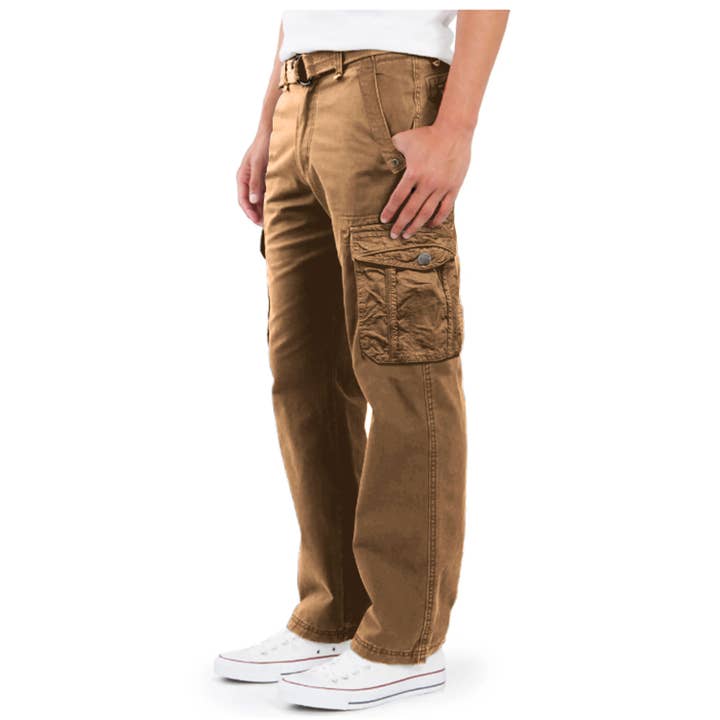 Galaxy By Harvic - Wholesale Pants - Men's - Blu Rock Men's Cotton Cargo Belted Utility Pants