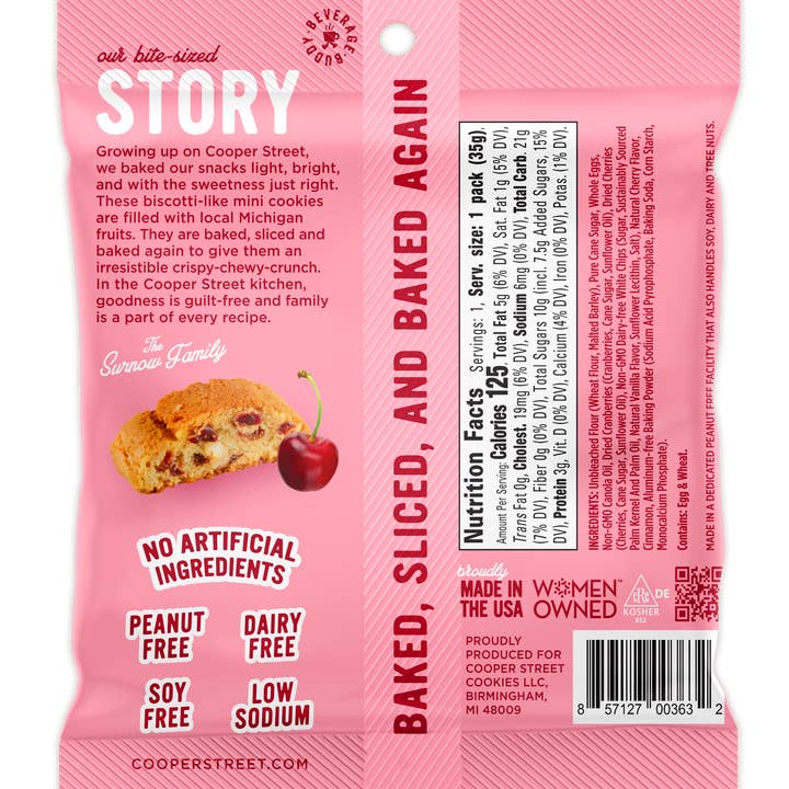 Cooper Street - Wholesale Cookie - 1.25oz Cherry White Chip Twice Baked Cookies - 48 Count