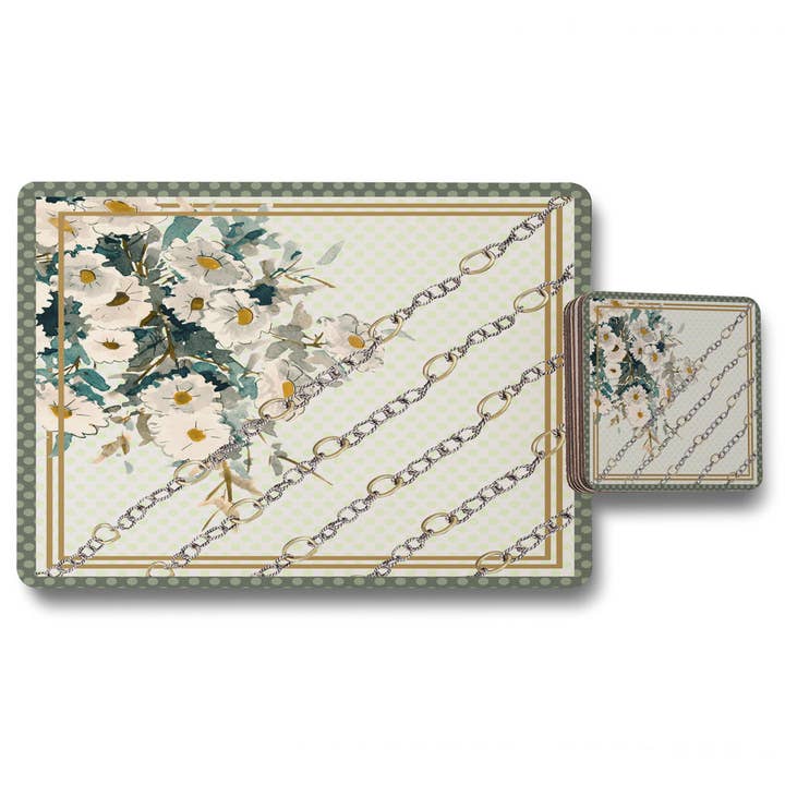 Flowers & Chain Links (Placemat & Coaster Set) for wholesale by Benjamin Tate Design