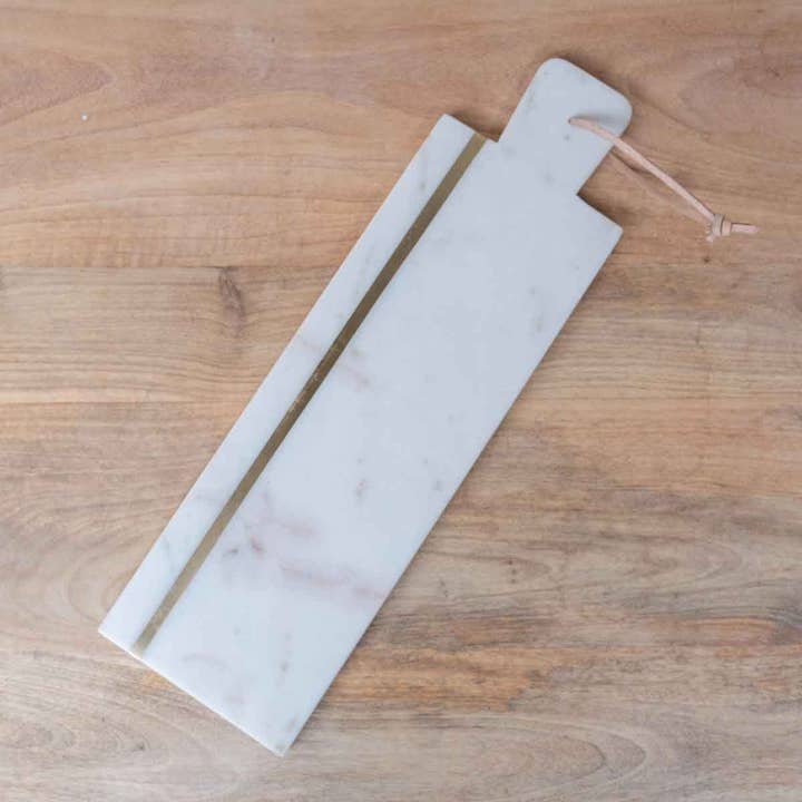 The Royal Standard - Wholesale Cheese Board - Venice Marble Serving Board White/Gold 6x20