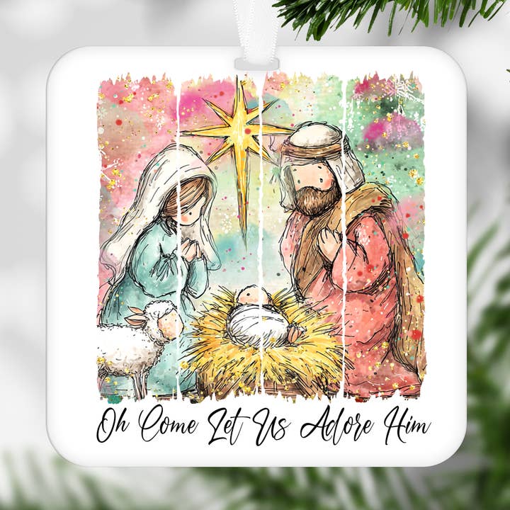 Let us Adore Him Ornament, Religious Ornament, Nativity for wholesale by Shades Jewelry & Gifts