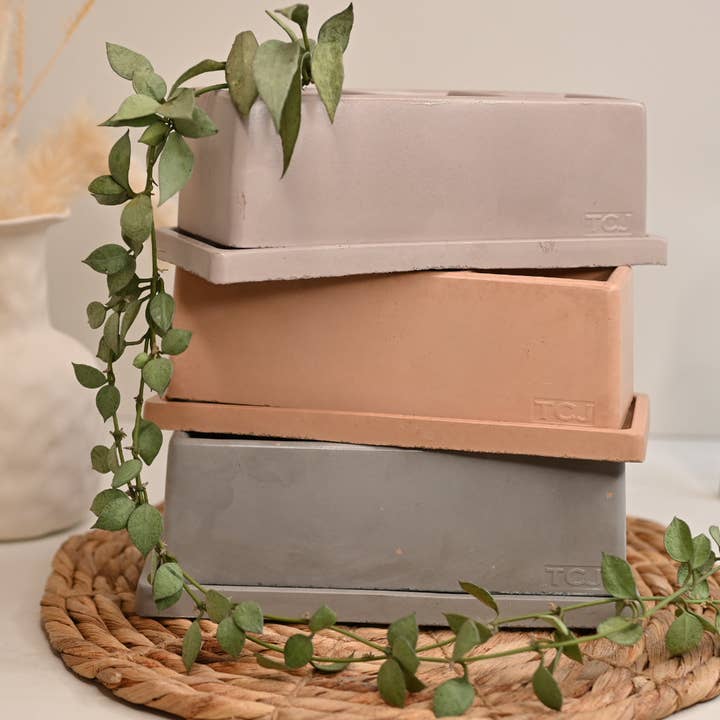Windowsill Planter - Unique Concrete Plant Pot for wholesale by The Curated Jungle
